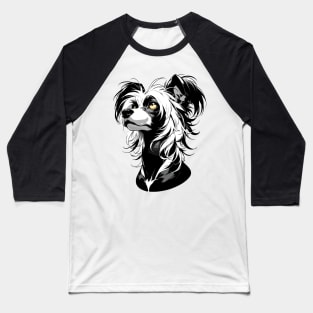 Stunning and Cool Chinese Crested Monochrome and Gold Portrait for Father's Day Baseball T-Shirt